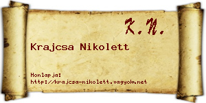 Krajcsa Nikolett névjegykártya